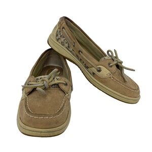 Sperry Angelfish Leopard Sequin Slip On Loafers Boat Shoes, 7M